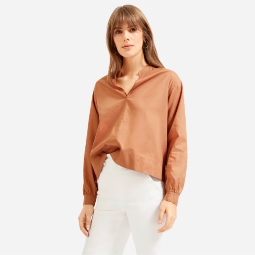 Everlane Silky Cotton Splitneck Blouse